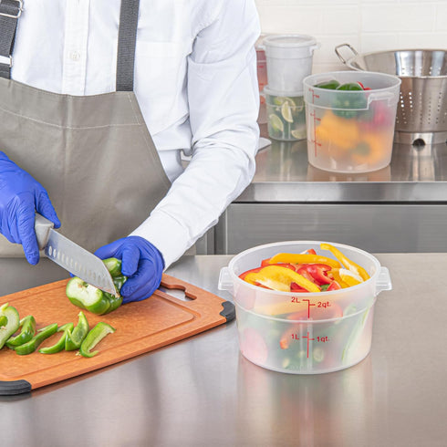 Restaurantware-Met Lux 2 Quart Food Storage Container - Translucent with Red Volume Markers, Lids Sold Separately