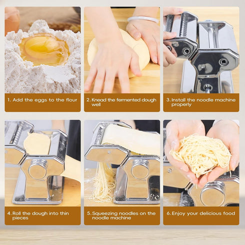 MZTOGR 9 Settings, 2 1 Pasta Maker Machine with Adjustable Thickness in Noodle Maker Includes Pasta Cutter, Ravioli