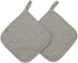 Set of 3 Cotton Oven Mitts and Pot Holders, Grey Stripes, Quilted Heat Resistant Kitchen Gloves