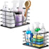2 Pack Countertop ALOCEO Storage Stackable Kitchen Laundry Organizers with Bamboo Top, Large Trash Bag Holder and Small