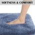 Suchtale Non Slip Bath Rug for Bathroom (20 x 32, Blue) Soft Microfiber Shaggy Mat, Machine Washable