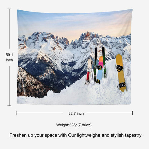 Shrahala Snow Tapestry, Large Wall Hanging for Bedroom or Living Room, Snowboard Theme (59.1 x 82.7)