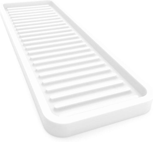 Happitasa Silicone Kitchen Sink Organizer Tray, Sponge Holder and Countertop Protector, White, 12"x4"