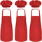 Novelty Place Kid's Apron with Chef Hat Set (3 Set) - Children’s Bib with Pocket for Cooking, Baking