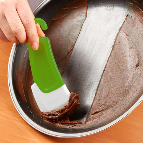 2 PCS Silicone Pan Scraper Dish Cleaning Spatula, Non-Stick Kitchen Scraper in Green & Grey