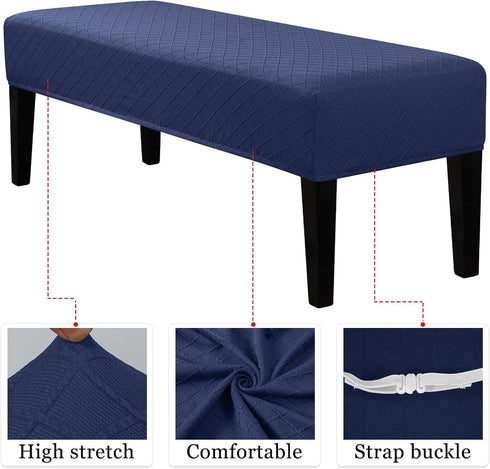 Lebaley 42-54 inch 14-18" Waterproof Stretch Jacquard Ottoman & Bench Cover Removable Washable Slipcover