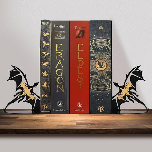 Nichake Metal Dragon Bookends Stoppers Holder Stand for Desk Shelf Cool Dragon Bookends Decorative, Fantasy Dragon