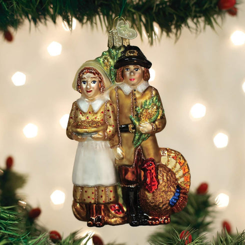 Old World Christmas Pilgrim Thanksgiving Glass Blown Ornaments for Tree
