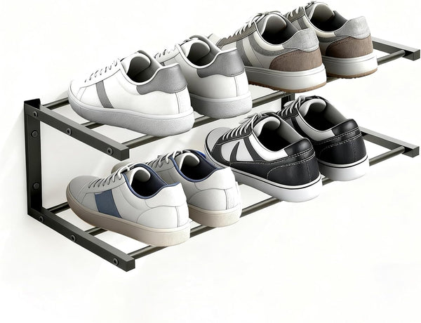 Wall Mounted Shoe Organizer 1 Pack, 25.9 Inch Wall Mounted Shoe Rack