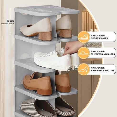 6-Tier Closet, Thickening Cubby Shoe Rack, Free Combination Shoe Organizer for Free Standing Shoe Tower, Stackable