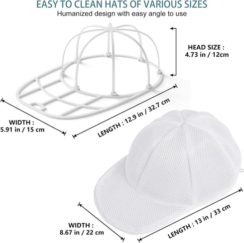 Hat Washer for Washing Machine,Hat Cleaner for Baseball Caps with Frame Cage and Mesh (1Pack white with mesh) by Eiito