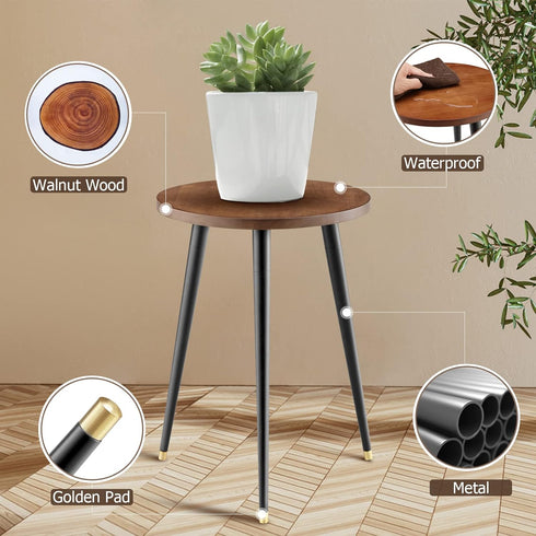 (11.8"x16") KINNARY Plant Stand Indoor, Mid Century Wood Plant Stand Plant Table for Flower Pots, Heavy Duty Metal Tall