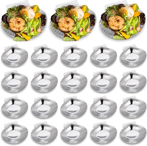 Baderke 24 Pcs Grillable Shells Stainless Steel Reusable All Purpose Grillable Large