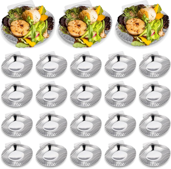 Baderke 24 Pcs Grillable Shells Stainless Steel Reusable All Purpose Grillable Large