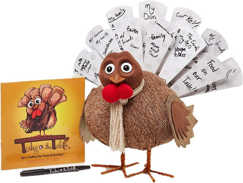Turkey On The Table Thanksgiving Activity for Kids and Families (Includes Book, Turkey, Pen, & 13 Double Sided Feathers)