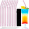 10 Pack Reusable Pink Glass Straws, 8" Shatter-Resistant Bent Drinking Straws with 2 Cleaning Brushes, Dishwasher Safe