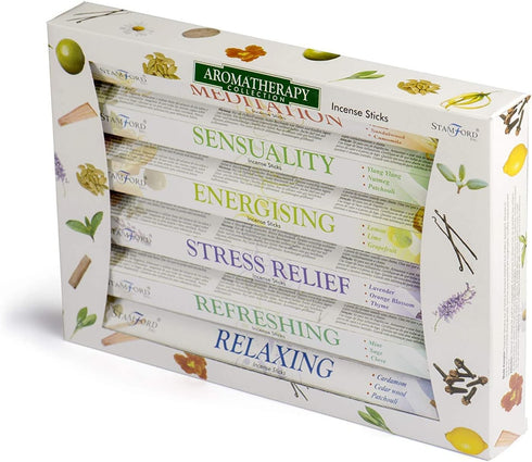 120 Sticks of Stamford Premium Aromatherapy Hex Range Incense Sticks - Relaxing, Stress Relief Gift Pack