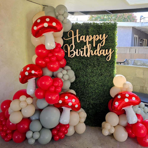 CYMYLAR 3PCS 31'' Mushroom foil balloons. Mushroom decor- Alice in Wonderland theme party decoration, Mushroom birthday
