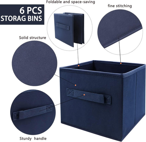 EBIGIC 9.0"x7.5"x7.5" 6 Pack,Mini closet, Small Storage Bins,Collapsible Fabric Storage Organizer Storage Box,fit