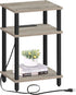 TUTOTAK End Table with Charging Station, Nightstand with USB Ports, 3-Tier Storage Shelf for Small Space, Sofa Table