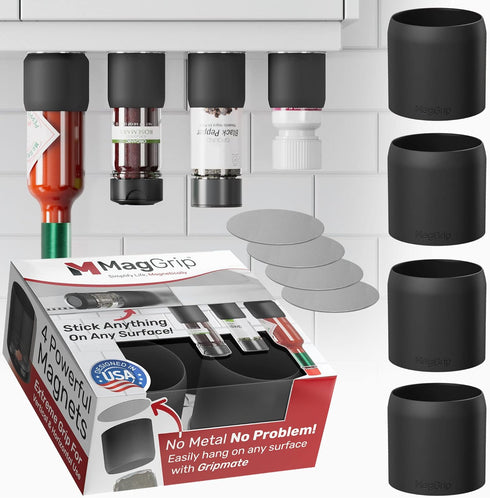 Magnetic Spice Jars Grip - RV Kitchen Organization Must-Haves, Space Saving 4pk in Black