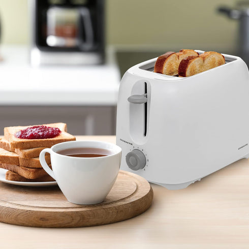 OVENTE 2 Slice Electric Toaster Machine, 700W Power, 6-Shade Toast Settings, Compact Design, White TP2210WGY