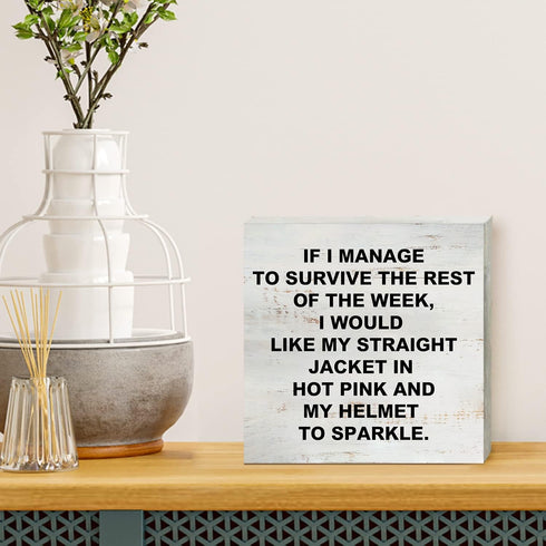 I Match Energies Wooden Box Sign - Funny Desk Decor 5 x 5 Inch Rustic Home Office Box Sign