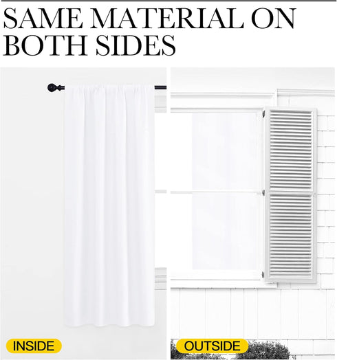 NICETOWN White Curtains for Kitchen Window, Light Filtering Curtains & Drapes for Small Window (34 in x 45 in, 1 Pair)