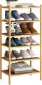 BMOSU 6-Tier Bamboo Small Shoe Rack Premium Stackable Shoe Shelf Storage Organizer