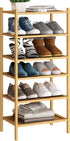 BMOSU 6-Tier Bamboo Small Shoe Rack Premium Stackable Shoe Shelf Storage Organizer
