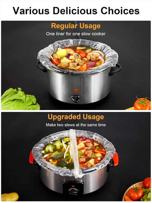 SMARTAKE Slow Cooker Liners, Large Size 13"x 21" Disposable Cooking Bags, Fit 3QT to 8QT, 30 Liners