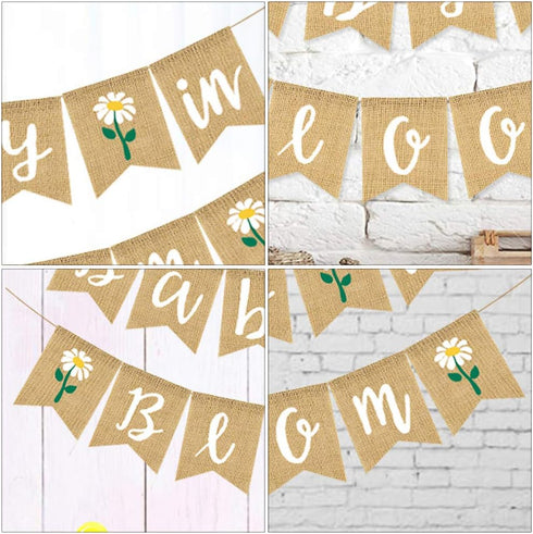 Baby in Bloom Sign Banner, Welcome Baby Garland for Boys Girls Baby Shower Party Decorations