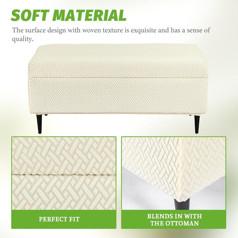 Ottoman Covers, Stretch Folding Storage Stool Slipcover Furniture Protector, Rectangle Bench Footstool Cover