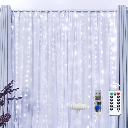 Brightown 300 LED Fairy Curtain Lights, 9.8ft x 9.8ft String Lights, USB