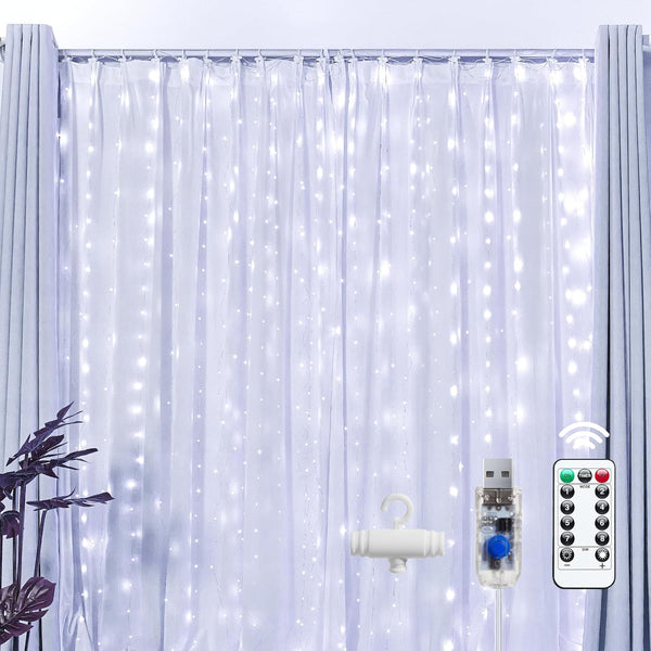 Brightown 300 LED Fairy Curtain Lights, 9.8ft x 9.8ft String Lights, USB
