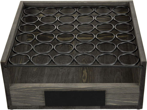 2 MyGift Vintage Gray Wood Egg Tray Holder with Black Metal, Tier Egg Storage Tray with Erasable Chalkboard Label