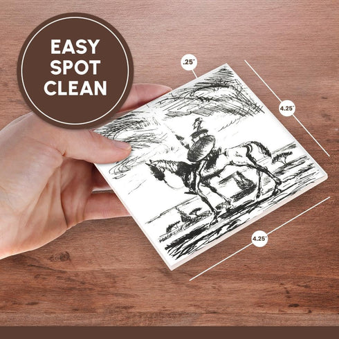 3dRose Set of 4 Ceramic Tile Coasters, Don Quixote Spanish Literature Novel