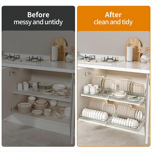Pull Out Cabinet Organizer, Slide Out Dish Drying Rack for Kitchen Cabinets, Pull Out Drawer for Under Sink Organizer