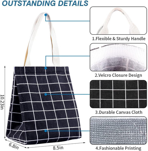 iknoe Insulated Lunch Bag for Women, 9L Sturdy Wide-Open Foldable & Portable Lunch Tote, Water-resistant Thermal Lunch