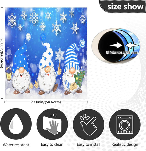 Christmas Blue Snowflake Gnome Dishwasher Magnet Cover, Winter Xmas Tree Magnetic Sticker for Kitchen Appliance Decor