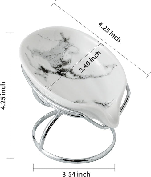 Dobbyby Leaf-Shaped Soap Dish Premium Ceramic Soap Bar Holder with Self-Drainage System Bar Soap Holder for Shower