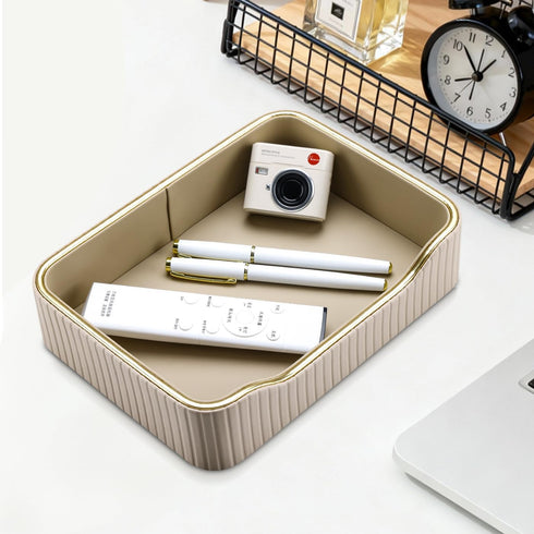 KINGFOM Prefume Tray, PU Leather Valet Tray Nightstand Organizer Trays for Men Women, Table Centerpieces Decorative