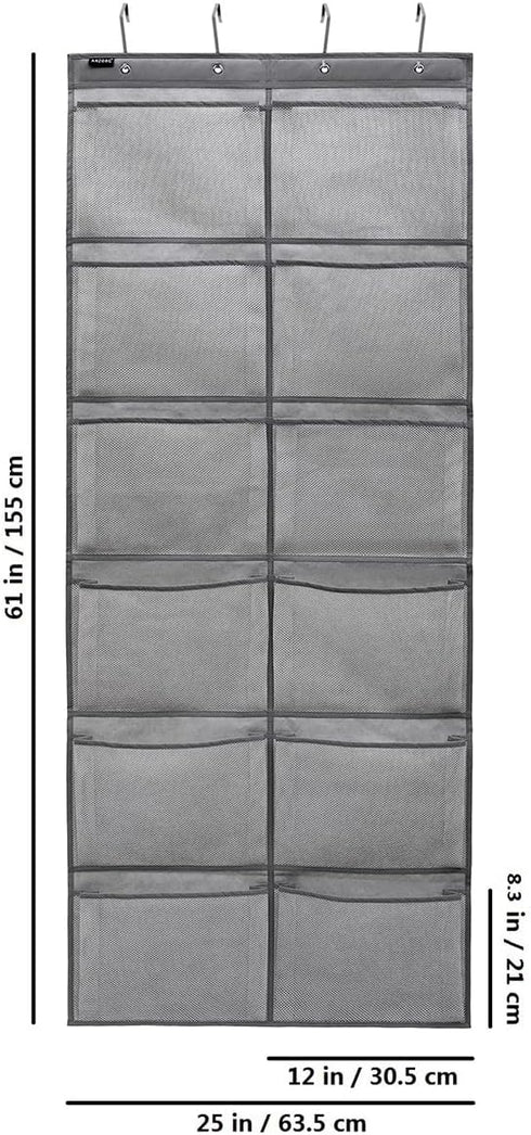Extra Large Mesh Pockets Shoe Organizer | Hanging Shoe Rack for Bedroom, Bathroom Shoe Storage (12 Large Pockets)