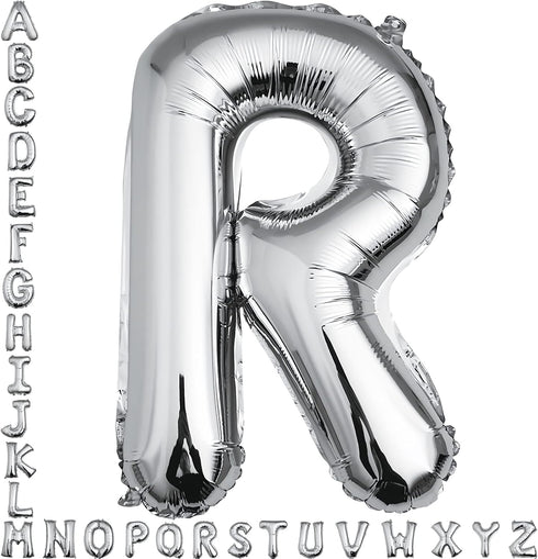 40 inch Silver Letter R Balloon, Big Alphabet Foil Mylar Helium Balloons for Birthday Party and Wedding Decorations