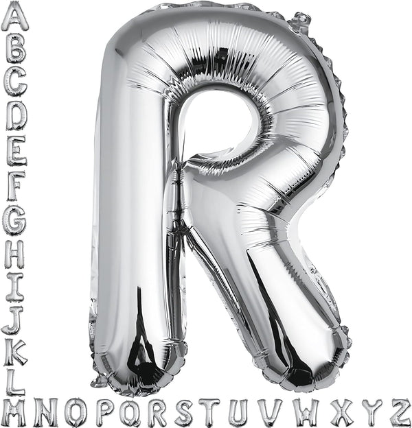 40 inch Silver Letter R Balloon, Big Alphabet Foil Mylar Helium Balloons for Birthday Party and Wedding Decorations