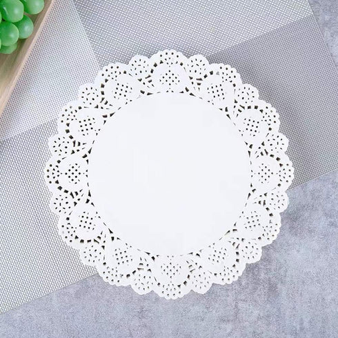 100 Pieces Paper Doilies, 6.5" Lace Round Decorative Placemats for Cake, Dessert, Wedding, Tableware Decoration
