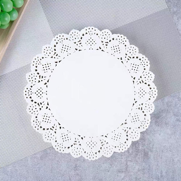 100 Pieces Paper Doilies, 6.5" Lace Round Decorative Placemats for Cake, Dessert, Wedding, Tableware Decoration