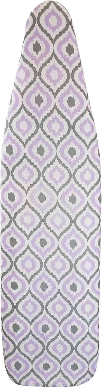 HOMZ Standard Width Ironing Board Cover and Pad, Purple/Grey/White Moroccan Design