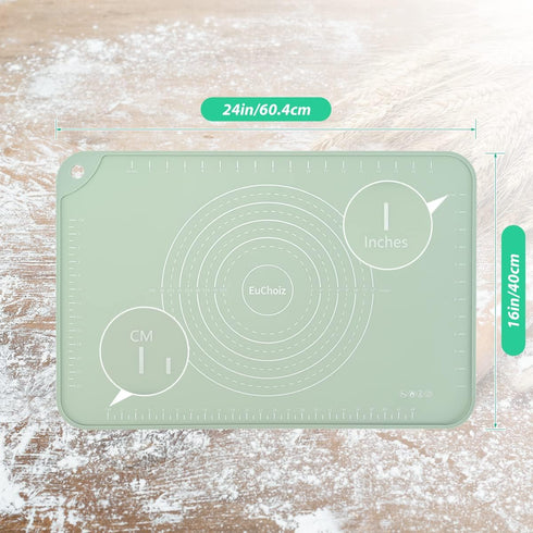 Silicone Pastry Mat 24"x16" Extra Thick Non Stick Baking Mat with Edge Heightening