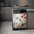 Rustic Farmhouse Magnetic Dishwasher Cover, White and Red Flowers Vinyl Decal, 23Wx26H Inches